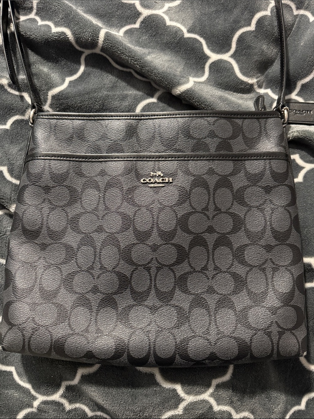 Coach Black Charcoal Signature Crossbody Bag